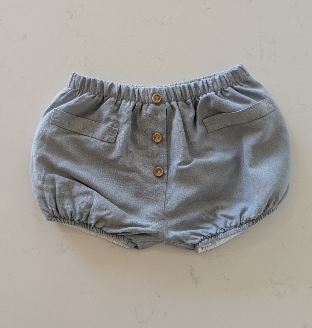 Doña Carmen | Light Gray Baby Bubble Diaper Cover with Button Detail